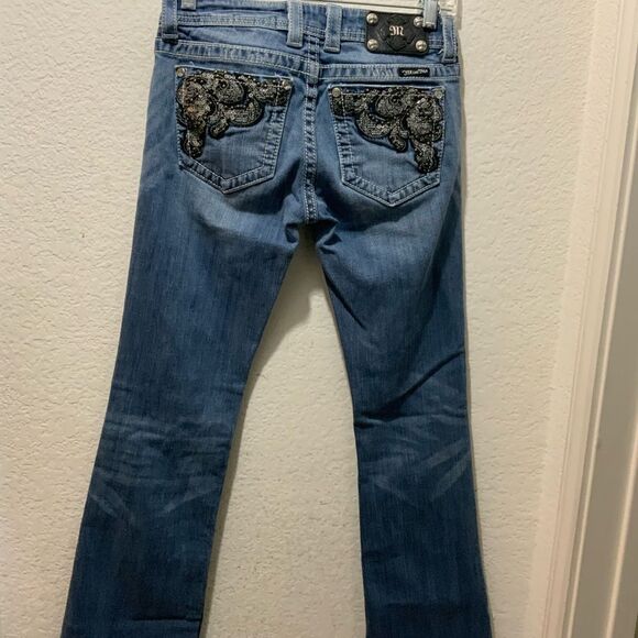 Miss Me Boot Cut Jeans Womens 27  Blue Sequin Embellished Y2K inseam 31 - Picture 6 of 9